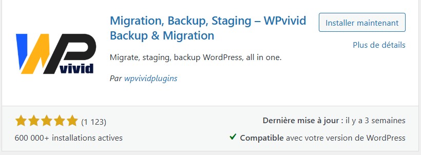 WP vivid backup